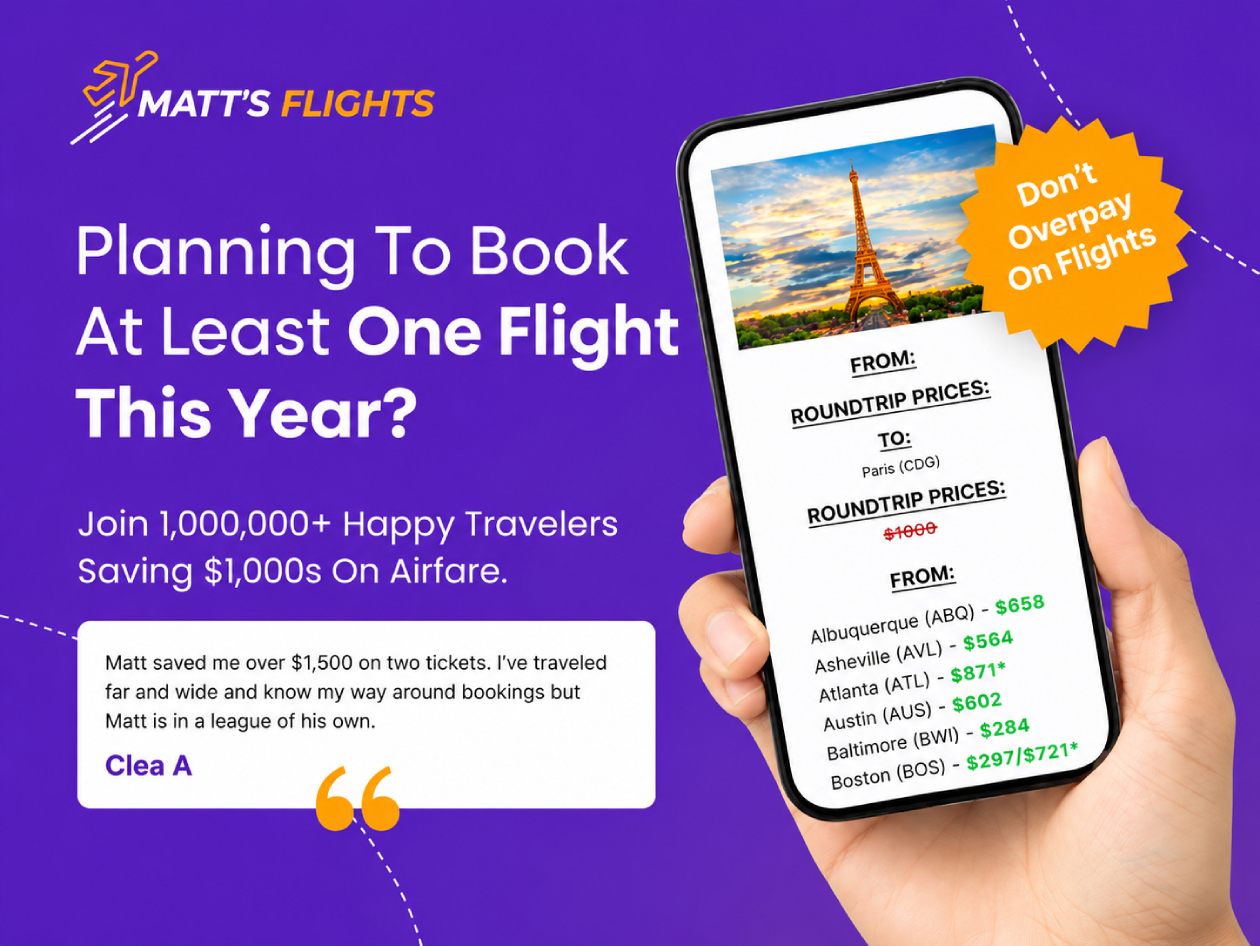 Matt's Flights Premium Plan Lifetime Subscription: Save up to 90% on Domestic & International flights