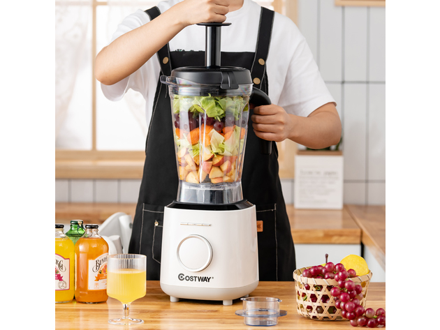 Costway 1500W Countertop Smoothies Blender 10 Speed w/ 6 Pre-Setting Programs - White