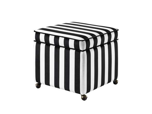 Harrison Storage Cube Ottoman Velvet Black & White