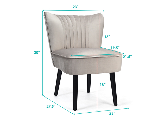 Costway Set of 2 Armless Accent Chair Upholstered Leisure Chair Single Sofa - Stone Grey