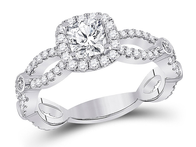 1.29 Carat (ctw G-H, I1-I2) Cushion-Cut Diamond Engagement Ring in 14K White Gold - 6