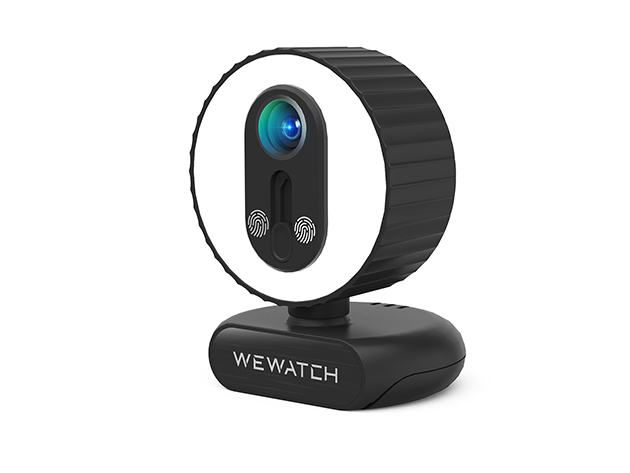 Wewatch PCF3 1080P FHD Webcam with 2 Mics, Ring Light & Privacy Cover