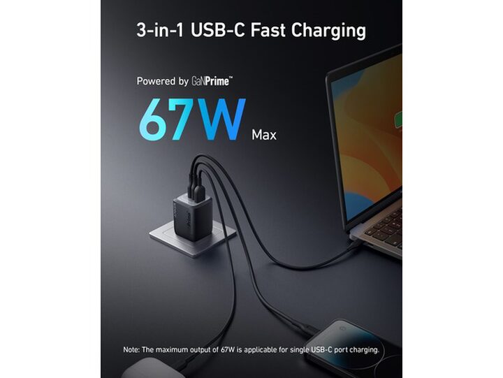 Anker Prime 67W GaN Wall Charger (3 Ports) | StackSocial