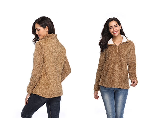 Half-Zip Brown Fleece Pullover (XL)