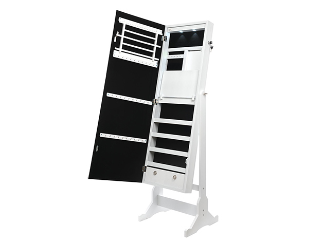 Sparkle Cheval Mirror Jewelry Armoire (Pristine White)